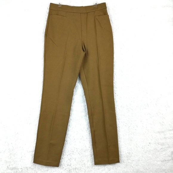 Susan Graver Womens Pants Straight‎ Leg Brown Pull On Flat Front Pockets XS - Picture 1 of 12
